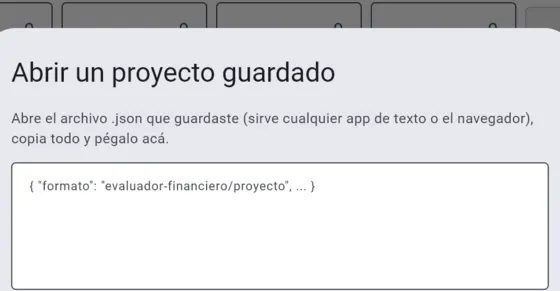 Ventana para pegar un proyecto guardado